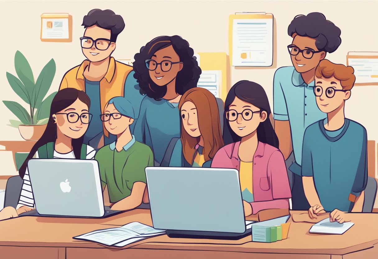 Educational Site Licence Cost: Factors Influencing Your Investment Educational site licence,costs LearningMole A group of students and a teacher gathered around a computer, looking at a website with a section labeled "Frequently Asked Questions Educational site licence cost."