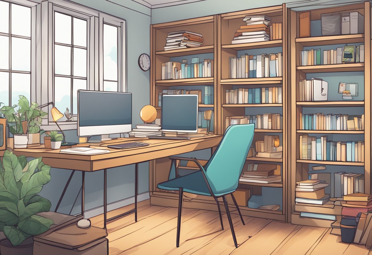 Home Education Resources Access: Unlocking A World of Learning at Home home education,homeschooling,online LearningMole Home Education Resources Access: A cozy home classroom with shelves of lesson plans, a computer, and educational resources spread out on a desk