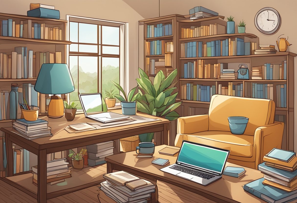 Home Education Resources Access: Unlocking A World of Learning at Home home education,homeschooling,online LearningMole Home Education Resources Access: A cozy home with books, a desk, and educational materials scattered around. A laptop and tablet sit open, displaying online resources