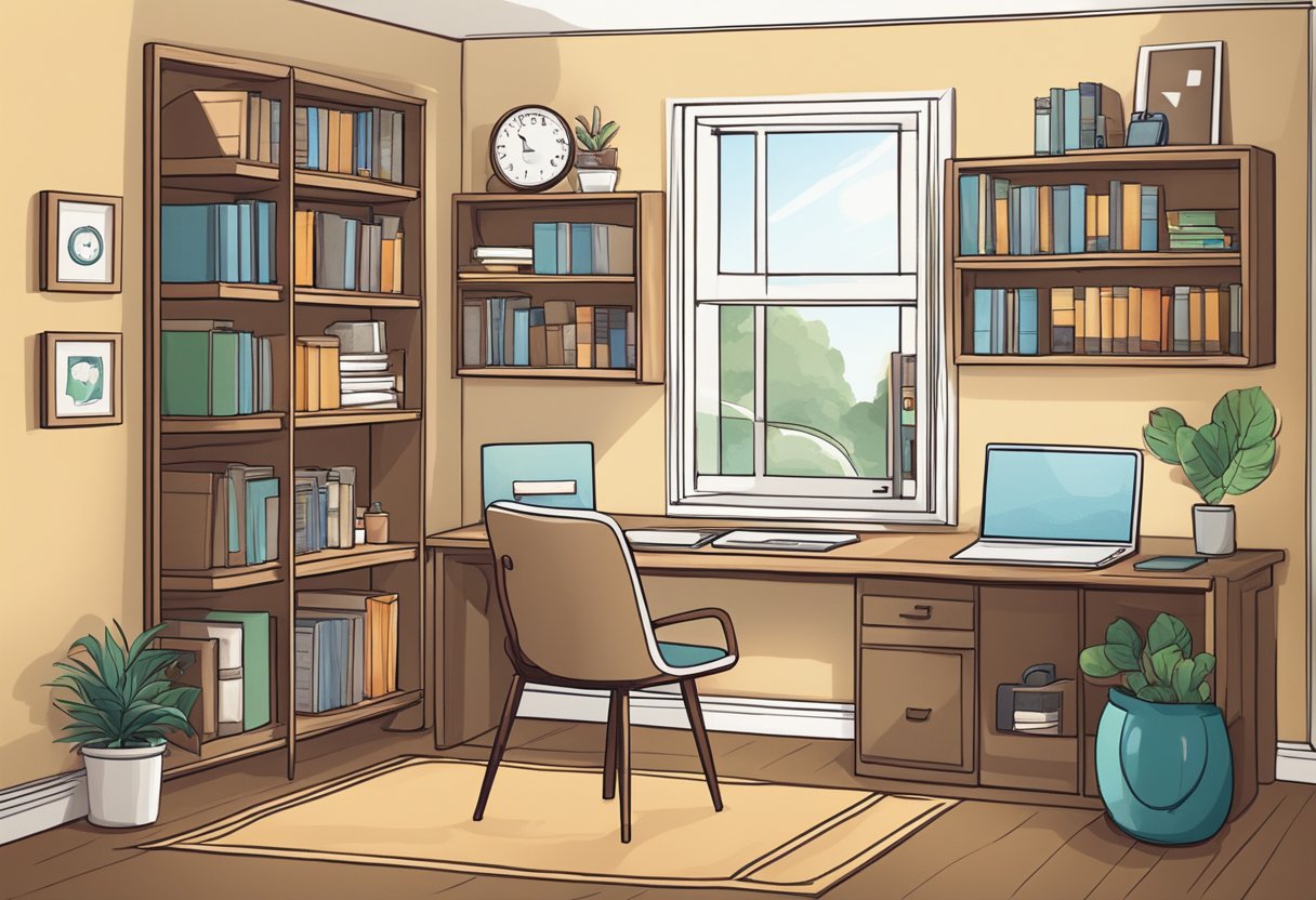 Home Education Resources Access: Unlocking A World of Learning at Home home education,homeschooling,online LearningMole Home Education Resources Access: A cozy home office with shelves of educational resources and a computer for accessing frequently asked questions about home education