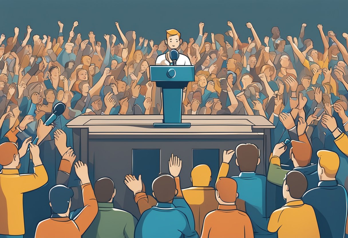 Premium Homework Help: Elevating Your Academic Success homework help,homework LearningMole Premium Homework Help: A podium with a microphone, surrounded by a cheering crowd
