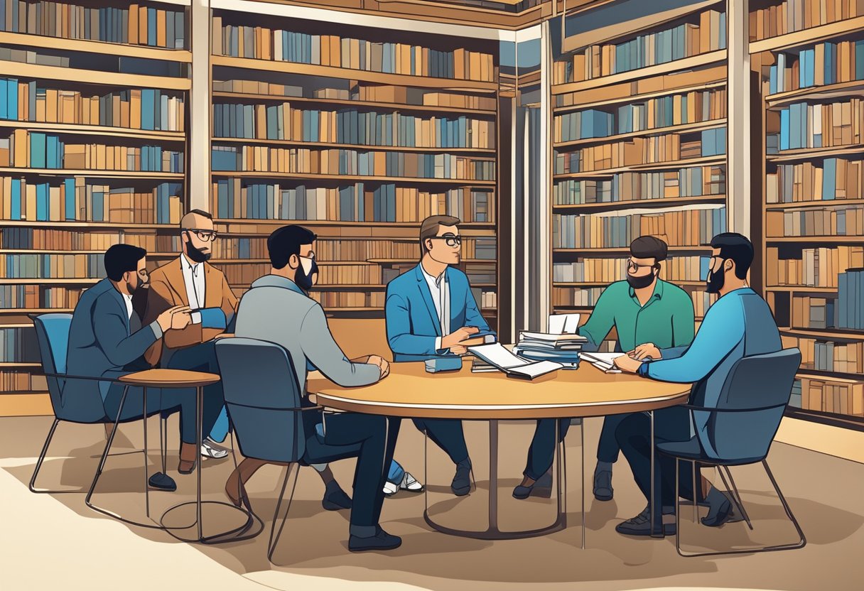 Resource Library Pricing: How to Value Your Information Hub resource library,resources LearningMole Resource Library Pricing: A group of manufacturers discussing and exchanging resources in a modern library setting