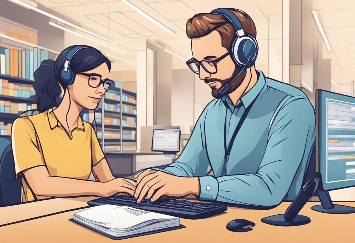 Resource Library Pricing: How to Value Your Information Hub resource library,resources LearningMole Resource Library Pricing: A customer support representative assists a client in accessing a digital resource library for training materials