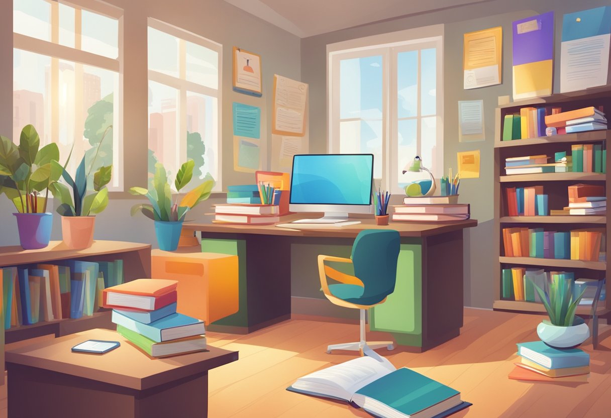 Complete Curriculum Solution: Your Guide to Streamlined Education Planning complete curriculum,curriculum LearningMole Complete Curriculum Solution: A desk with open textbooks, notebooks, and teaching materials, surrounded by colorful posters and educational charts