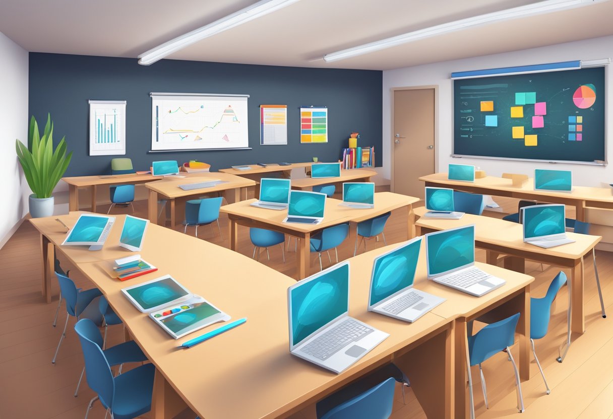 Education Platform Demo: A Guided Walkthrough for New Users education platform,education LearningMole Education Platform Demo: A modern classroom with digital devices and interactive whiteboards, surrounded by colorful educational materials and charts