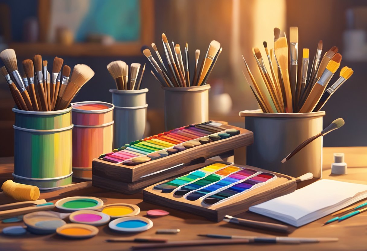 Teaching Resource Pricing: Effective Strategies for Setting Fair Value Teaching Resource Pricing,resources LearningMole A colorful palette of paint tubes, brushes, and sketchbooks arranged on a wooden table. A warm light shines on the art supplies, creating a cozy and inviting atmosphere for creativity
