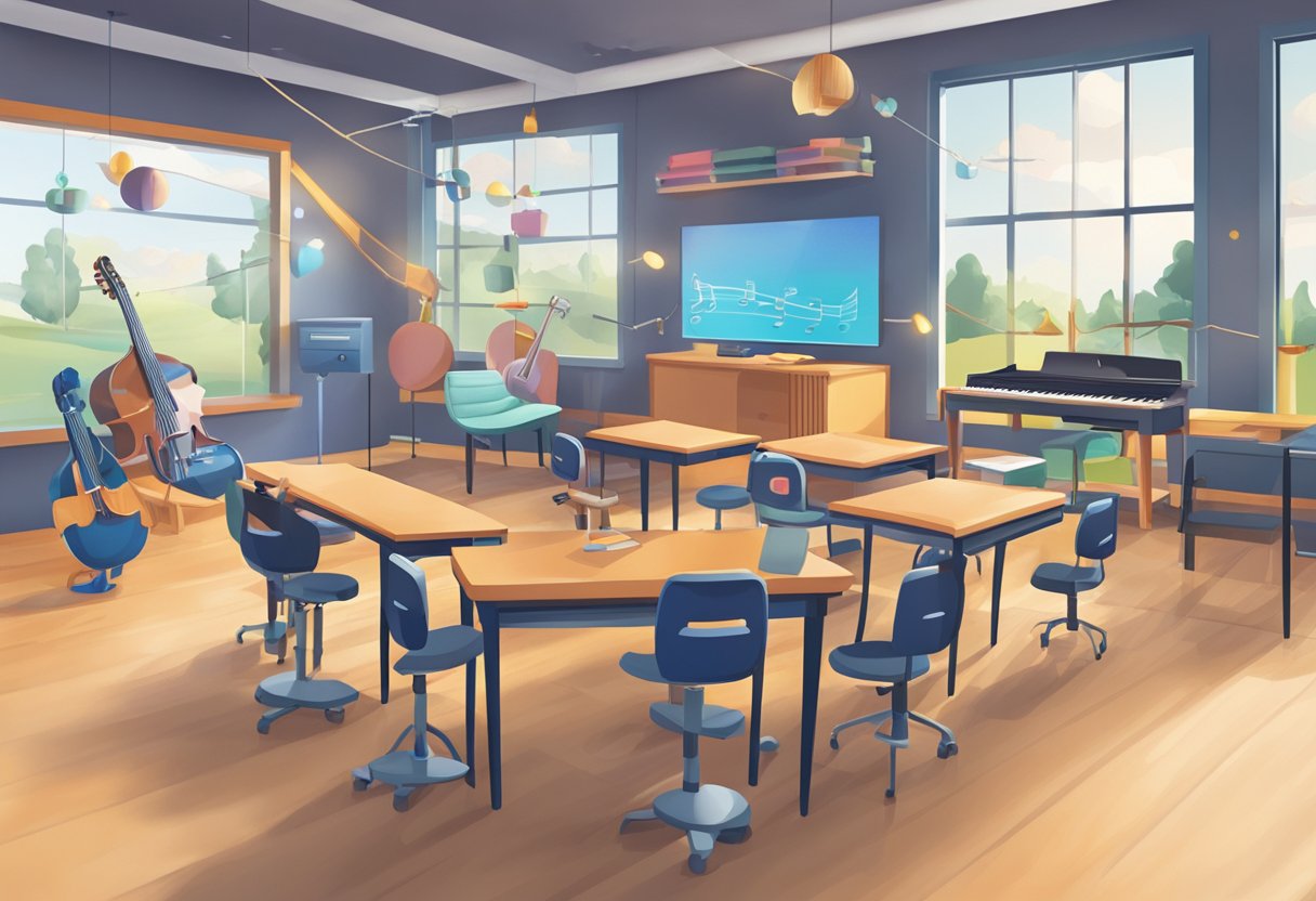 Music Education with AI Tools: Enhancing Learning through Technology music education,ai tool LearningMole Music Education with AI Tools: A music classroom with AI tools guiding personalized learning experiences