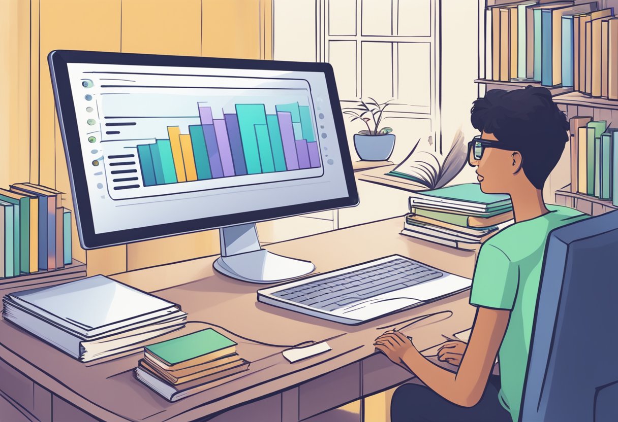 Personalised Reading Programs Using AI: Tailoring Literacy to Individual Needs personalised reading,reading LearningMole Personalised Reading Programs Using AI: A computer screen displaying a graph of personalized reading progress, surrounded by books and AI algorithms