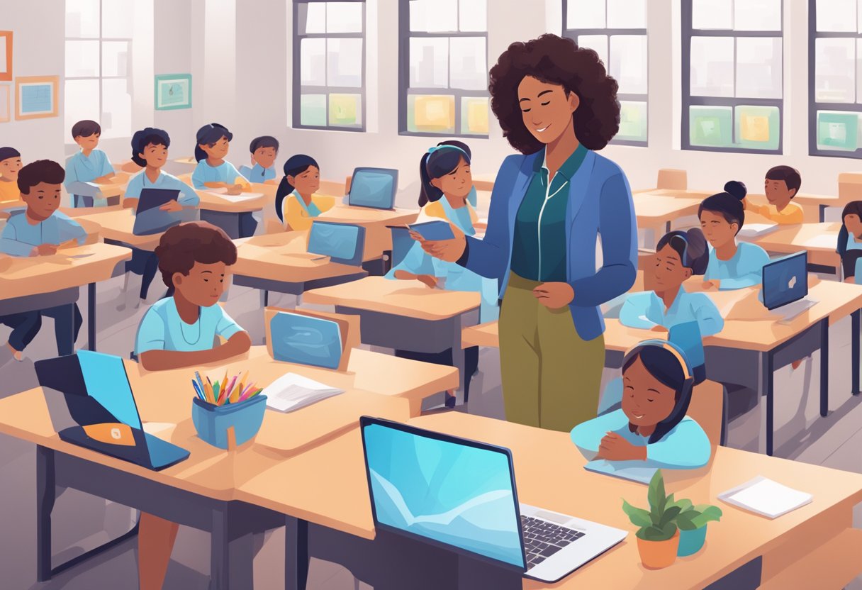 AI for School Administration: Streamlining Educational Management school administration,education LearningMole AI for School Administration: A teacher using AI to manage school operations and student learning
