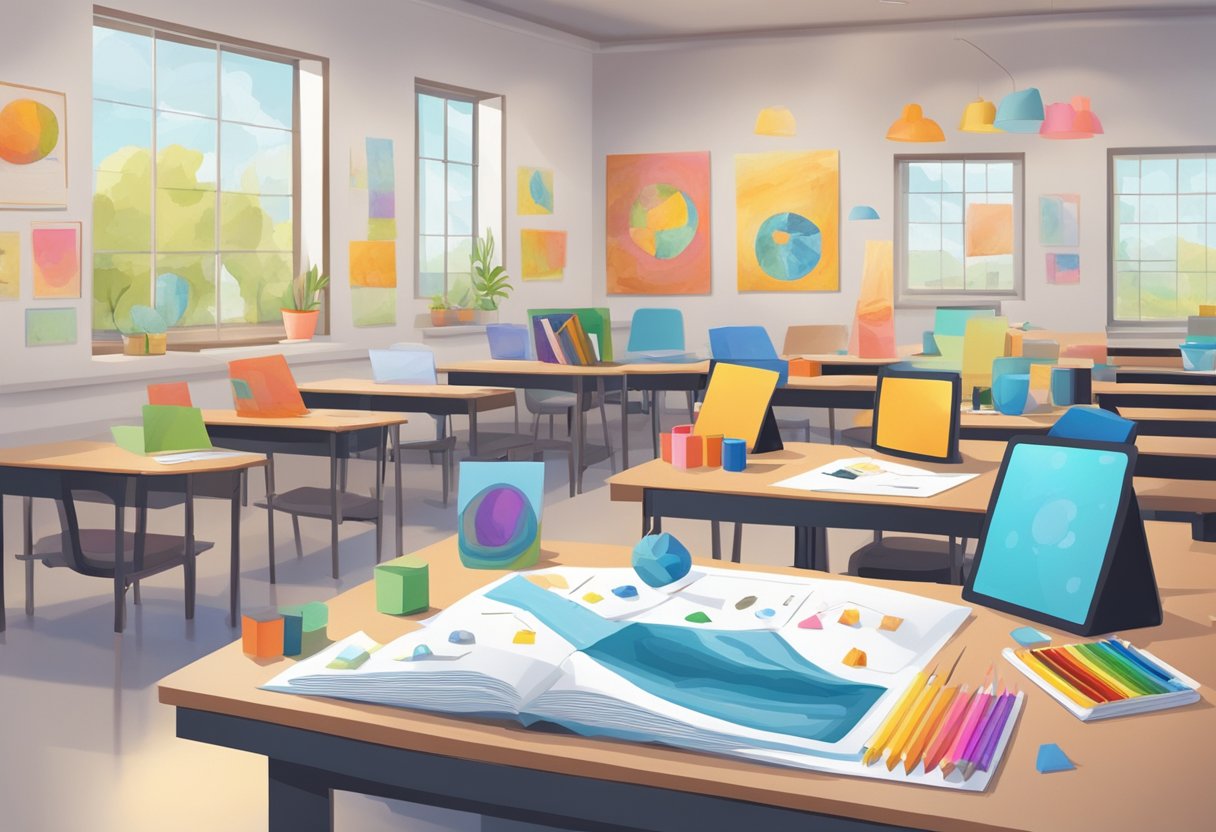 AI Art Projects for Students: Engaging Ideas for Creative Learning AI art,ai tool,art and ai LearningMole AI Art Projects for Students: An AI program generates art projects for students, with colorful materials and educational elements on a desk in a classroom setting
