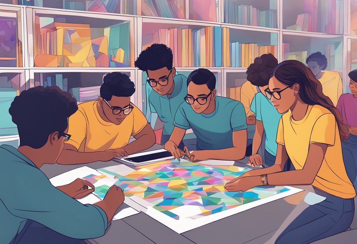 AI Art Projects for Students: Engaging Ideas for Creative Learning AI art,ai tool,art and ai LearningMole AI Art Projects for Students: A group of students engage with AI art projects, creating interactive experiences with colorful digital designs and patterns