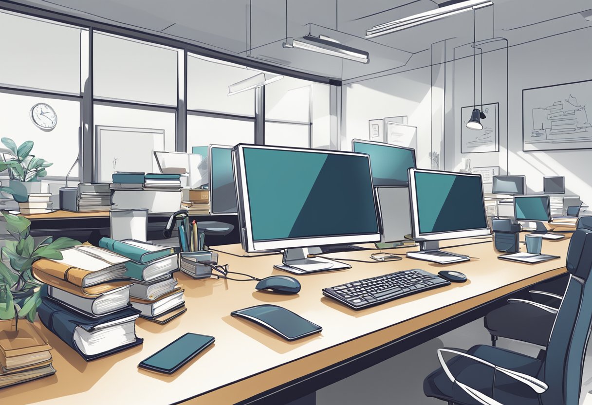 Resource Development - Strategies for Sustainable Growth Resource Development,resources LearningMole Resource Development - A modern office space with computers, books, and creative tools scattered around. Intellectual property symbols like patents and trademarks are visible