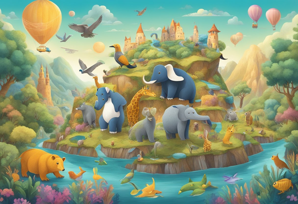 Quotes for Kids About Learning: Inspiring Young Minds to Embrace Education quotes about learning,learning LearningMole A group of diverse animals exploring a colorful, fantastical landscape filled with books, maps, and other educational tools