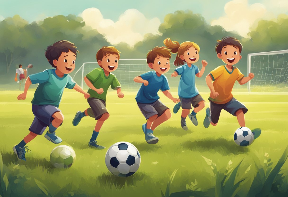 Football Quotes for Kids: Inspiring Sayings to Motivate Young Players Football Quotes,player,sport LearningMole A group of kids playing football in a grassy field, kicking the ball and laughing