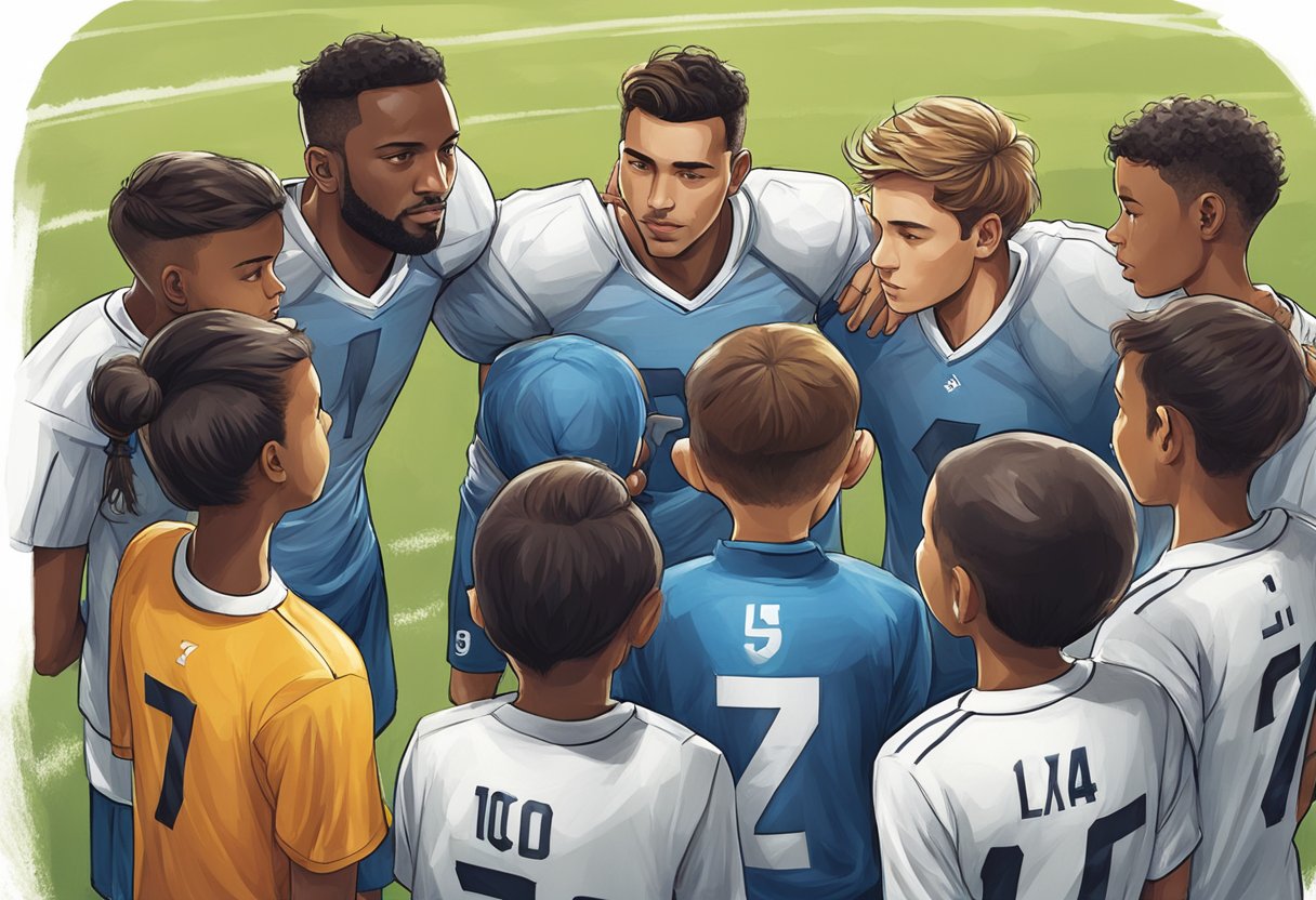 Football Quotes for Kids: Inspiring Sayings to Motivate Young Players Football Quotes,player,sport LearningMole A group of young football players huddle together on the pitch, listening intently as their coach shares inspirational stories and quotes to motivate them