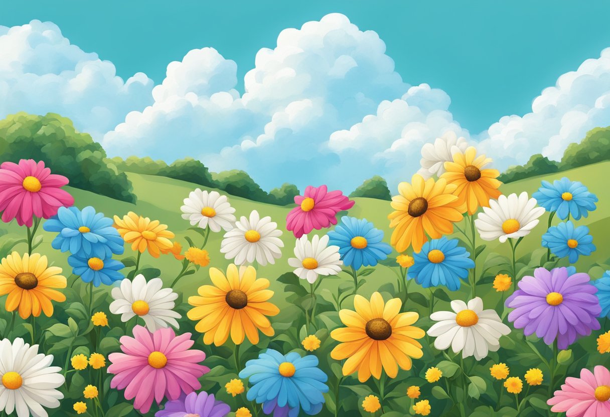 Short Inspirational Quotes for Kids: Empowering Young Minds Short inspirational quotes,quote,power LearningMole A group of colorful flowers blooming in a sunny garden, with a bright blue sky and fluffy white clouds in the background