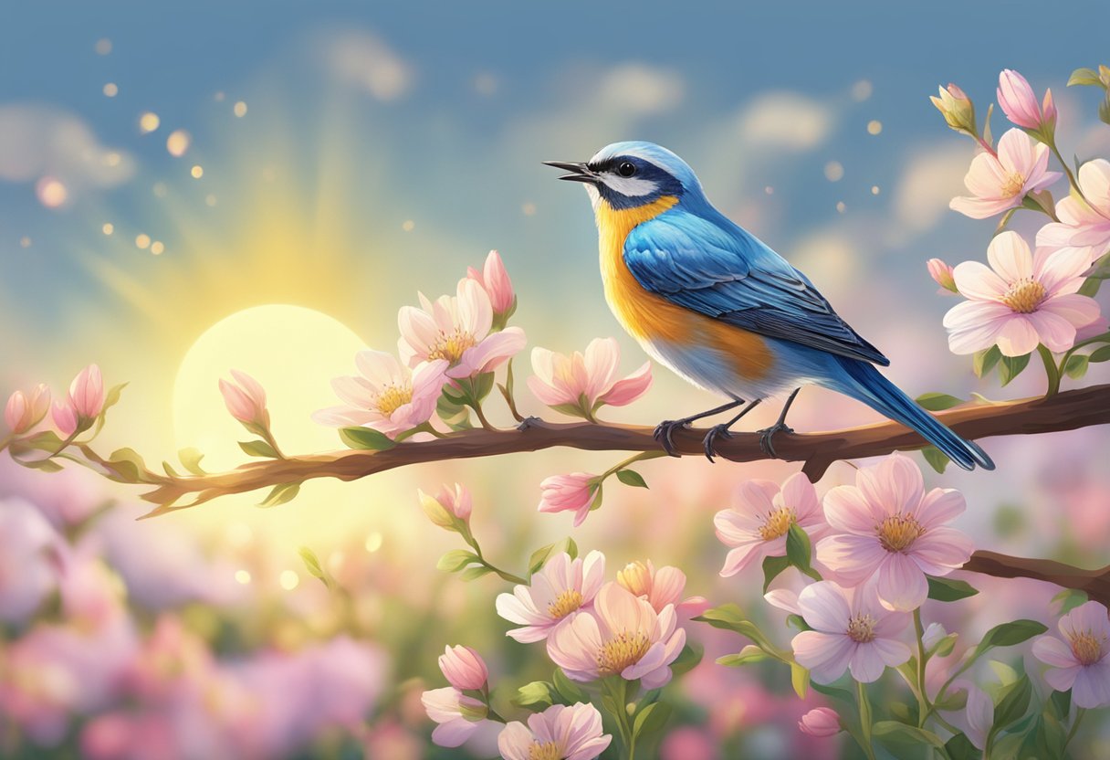 Short Inspirational Quotes for Kids: Empowering Young Minds Short inspirational quotes,quote,power LearningMole A bright sun shining over a field of blooming flowers, with a small bird perched on a branch, singing joyfully