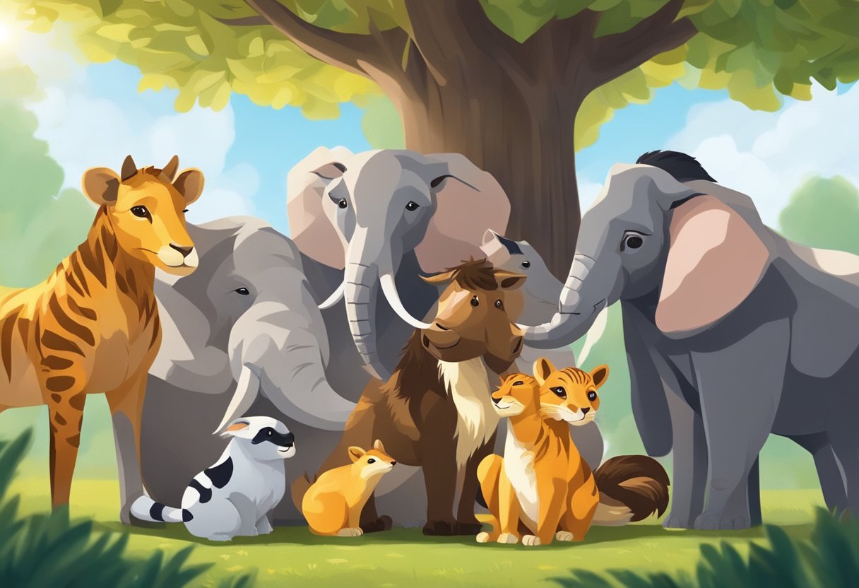 Short Inspirational Quotes for Kids: Empowering Young Minds Short inspirational quotes,quote,power LearningMole A group of animals huddling together under a tree, with one comforting another. Sun rays breaking through the clouds above