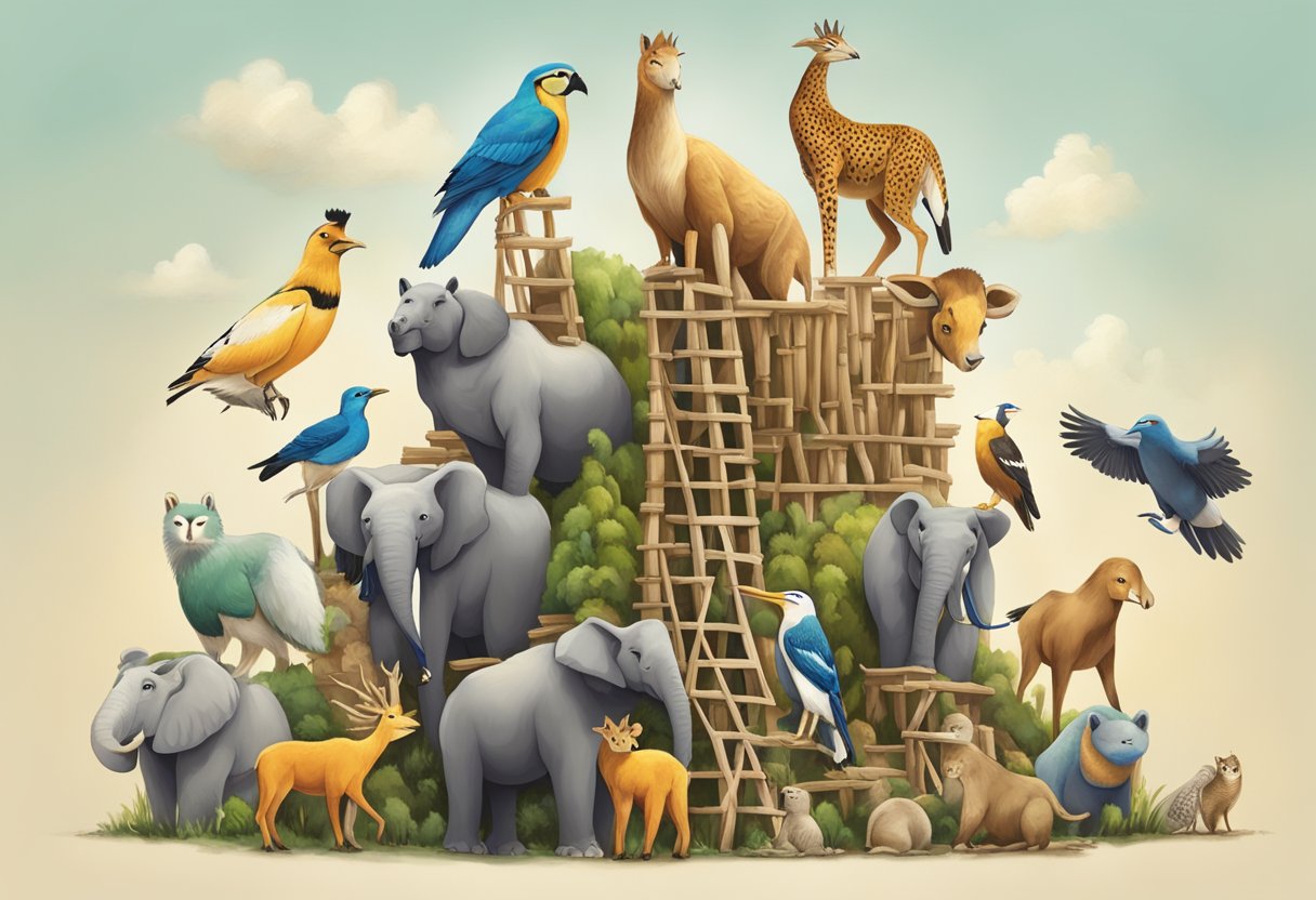 Teamwork Quotes for Kids: Inspiring Sayings to Encourage Collaboration Teamwork Quotes,quotes LearningMole A group of diverse animals working together to build a towering structure, each contributing their unique skills and strengths