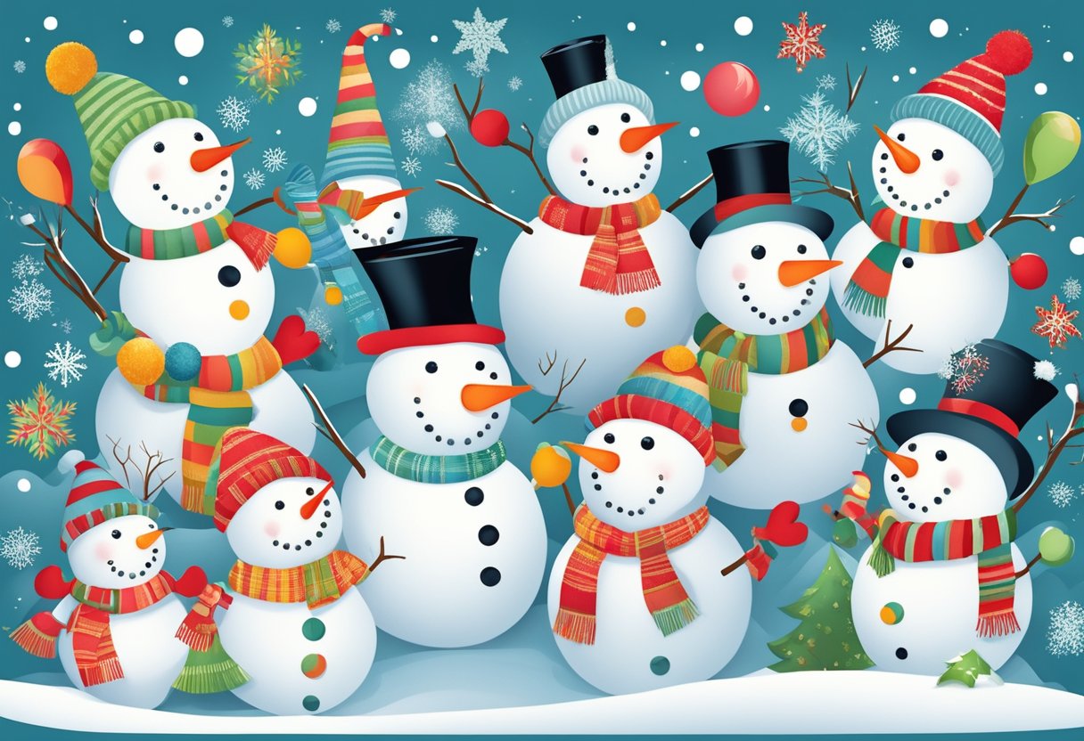 Funny Christmas Quotes for Kids: Spreading Holiday Cheer with Giggles! funny Christmas quotes,humour LearningMole A group of playful snowmen surrounded by festive decorations and whimsical holiday sayings