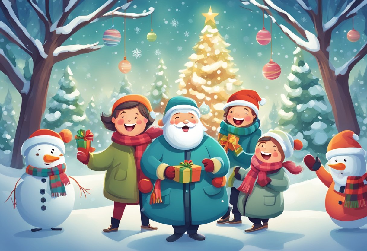 Funny Christmas Quotes for Kids: Spreading Holiday Cheer with Giggles! funny Christmas quotes,humour LearningMole A group of playful holiday characters sharing laughter and exchanging funny Christmas quotes in a whimsical winter wonderland setting