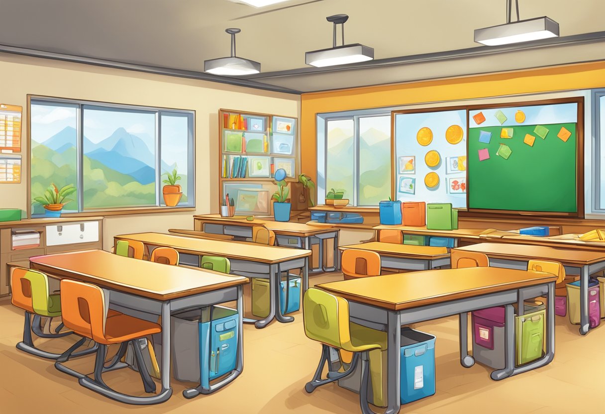 Student Reward Systems: Boosting Motivation in Education Reward System LearningMole A classroom with various reward systems displayed, such as charts, stickers, and tokens, to encourage student participation and positive behavior