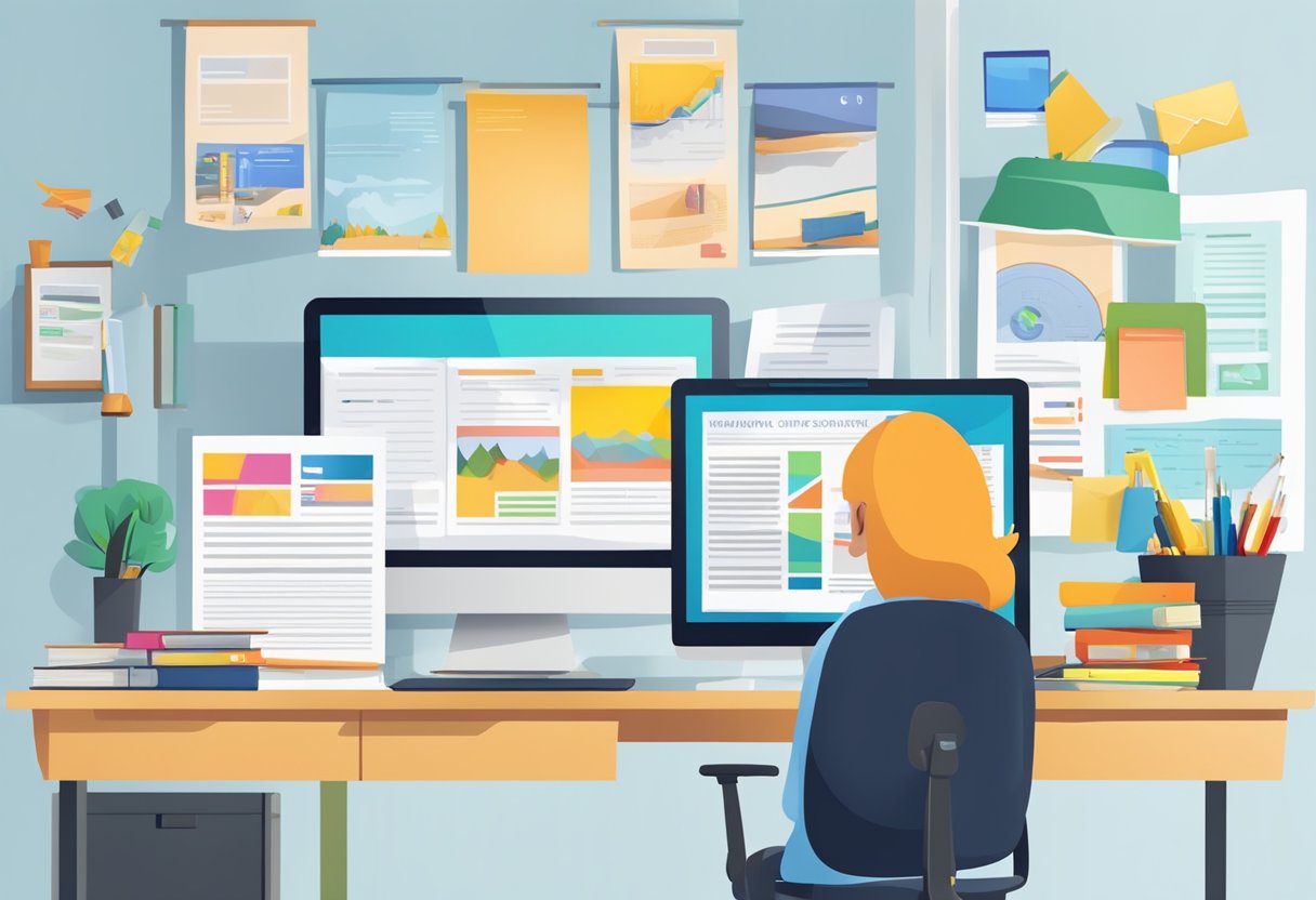 School Newsletter Templates: Crafting Engaging Updates for Parents and Students school newsletter,template LearningMole A busy school office with a computer open to a newsletter template, surrounded by colorful posters and educational materials