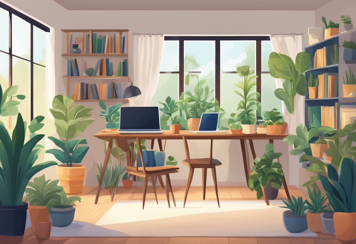 Home-School Agreement: Fostering a Positive Educational Partnership home-school agreement,education LearningMole A cozy home with a desk, books, and a laptop surrounded by plants and natural light, creating a peaceful and supportive learning environment