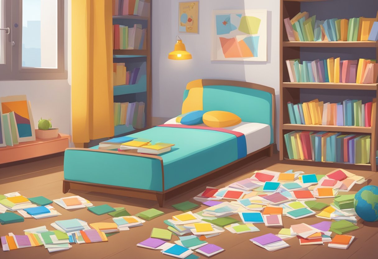 Basic Vocabulary Sheets: Your Guide to Essential Words Basic Vocabulary Sheets,learning LearningMole A child's bedroom with colorful flashcards scattered on the floor and a bookshelf filled with basic vocabulary books