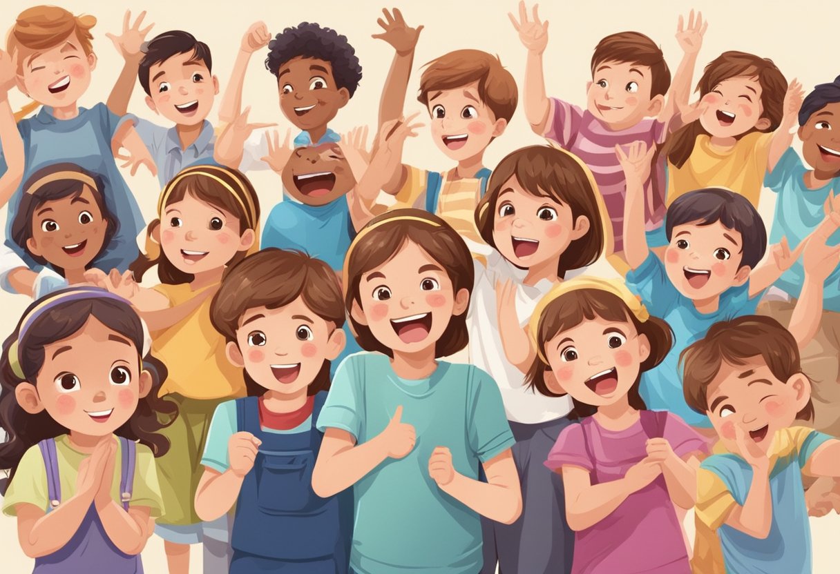 Drama Activities KS2: Engaging Ideas for Key Stage 2 Pupils Drama Activities,KS2,Drama session LearningMole Drama Activities KS2: A group of children enthusiastically participating in drama activities, using expressive gestures and facial expressions to convey different emotions and characters