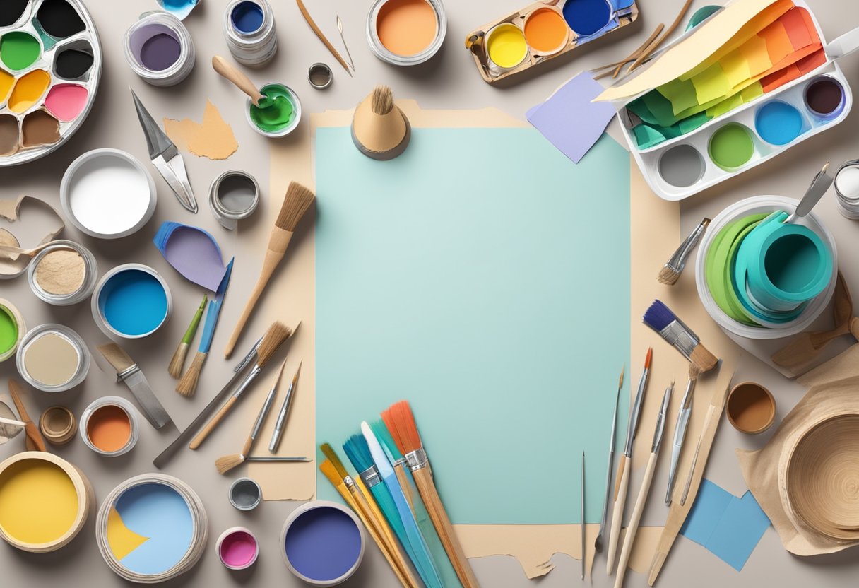 Visual Arts Curriculum: Key Components for Comprehensive Learning visual art LearningMole Visual Arts Curriculum: A colorful array of traditional art tools and materials spread out on a large table, including paintbrushes, clay, fabric, and various types of paper