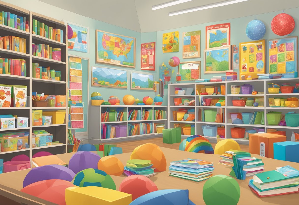 Teacher Resource Subscription Plans: Choosing the Best for Your Classroom teacher resource,resources LearningMole Teacher Resource Subscription Plans: A classroom filled with colorful seasonal and holiday-themed teaching materials, including posters, flashcards, and activity books arranged neatly on shelves and tables