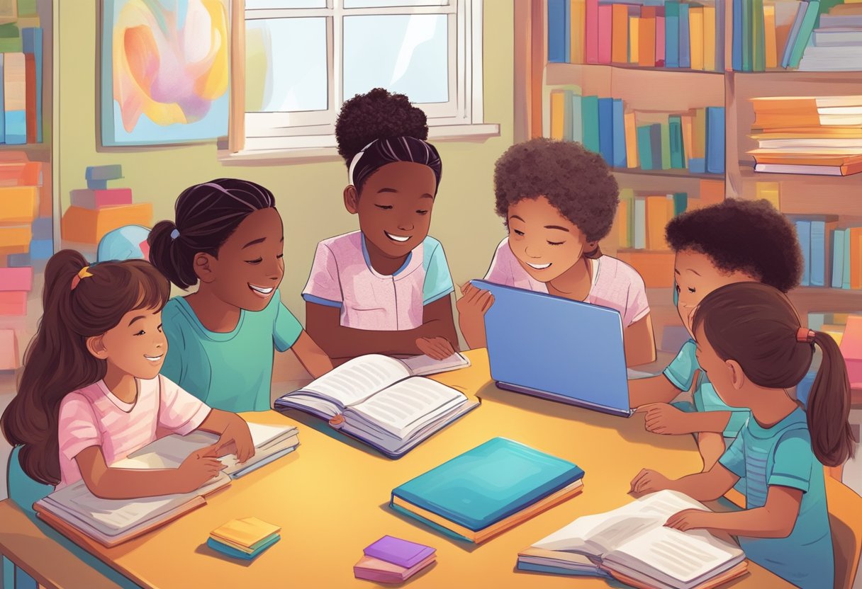 AI and Critical Thinking Skills for Kids: Enhancing Learning Through Technology critical thinking,Artificial Intelligence,children LearningMole AI and Critical Thinking Skills for Kids: A group of children engage in a lively discussion, surrounded by colorful books and educational materials. A digital assistant hovers nearby, ready to answer their questions