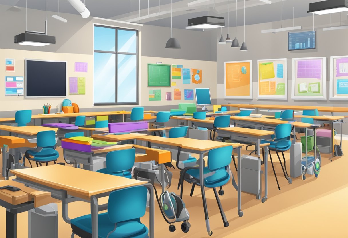 Adaptive Technology for Special Needs: Enhancing Accessibility and Independence adaptive technology,special needs,technology LearningMole Adaptive Technology for Special Needs: A classroom with various assistive technologies such as adjustable desks, specialized computer software, and communication devices for students with special needs