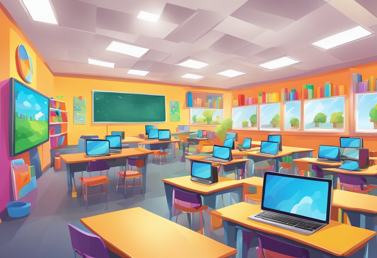 Ultimate Digital Arts & Multimedia Guide for Sparking Creativity Digital art,Multimedia LearningMole Digital art: A colorful classroom with computers, tablets, and art supplies. Bright, imaginative artwork adorns the walls. Digital art and multimedia projects are displayed throughout the room, showcasing creativity and innovation