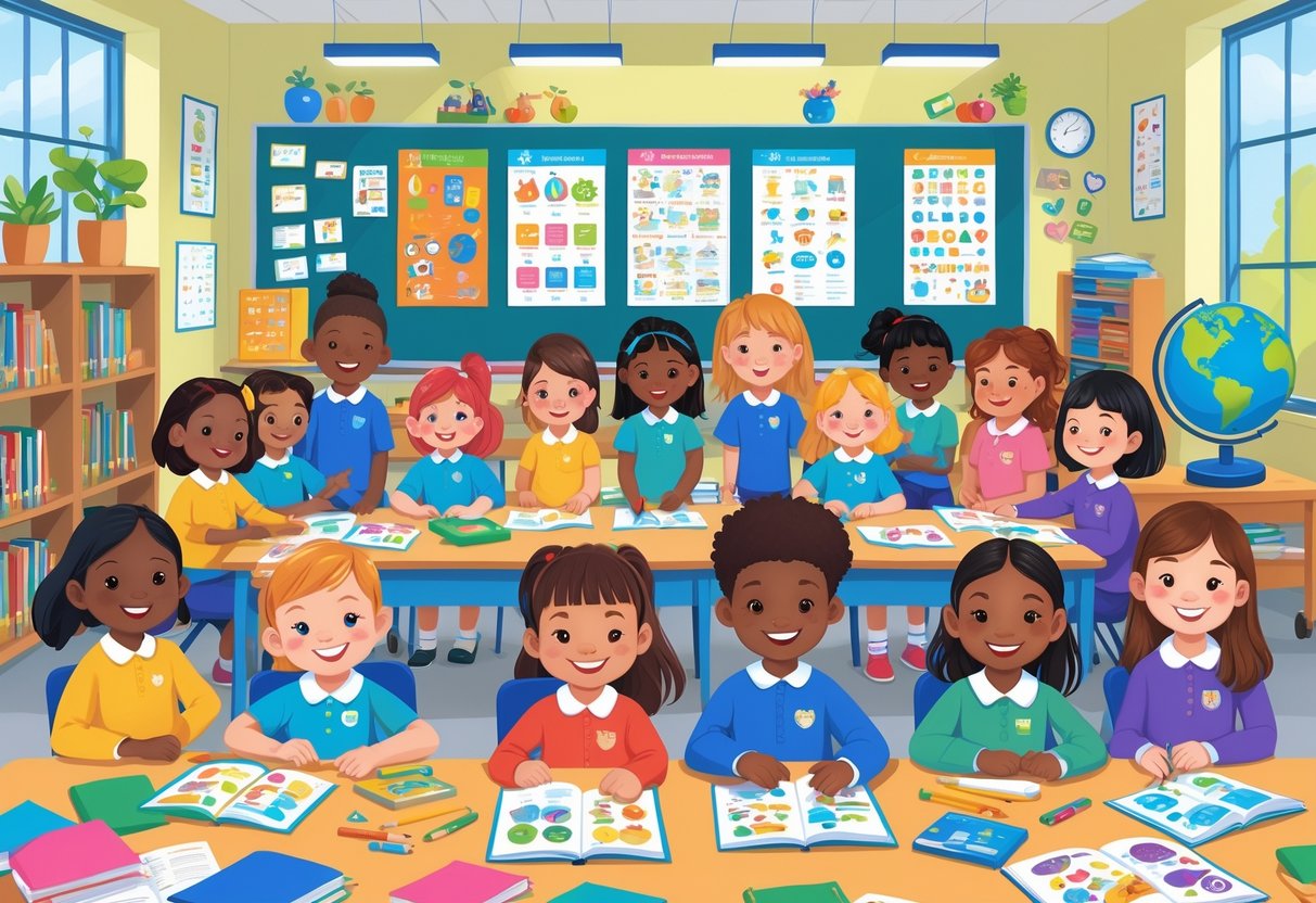 Free Teaching Resources for Primary Schools UK: The Ultimate Guide LearningMole A diverse group of primary school children and teachers engaging in learning activities with educational materials in a bright classroom.