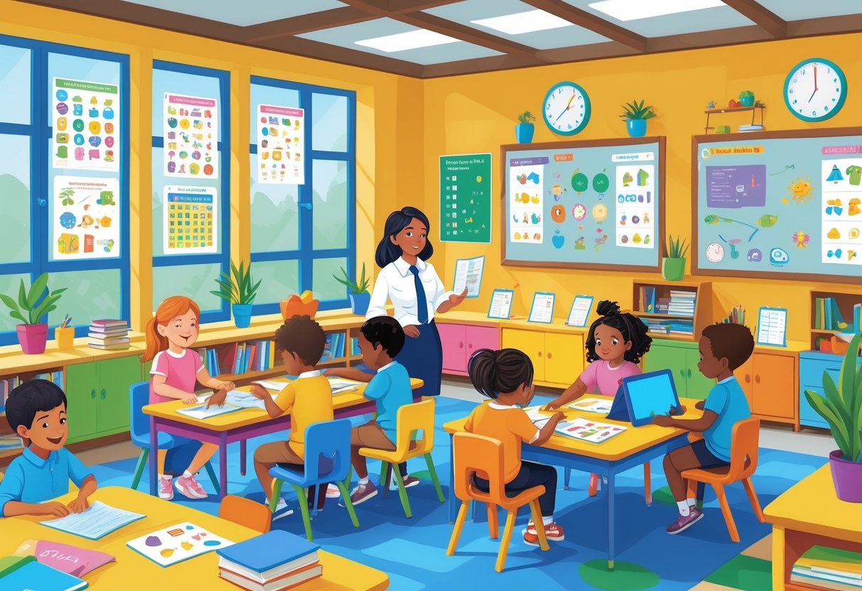 Free Teaching Resources for Primary Schools UK: The Ultimate Guide LearningMole A lively primary school classroom with children and a teacher engaged in learning activities using educational materials.