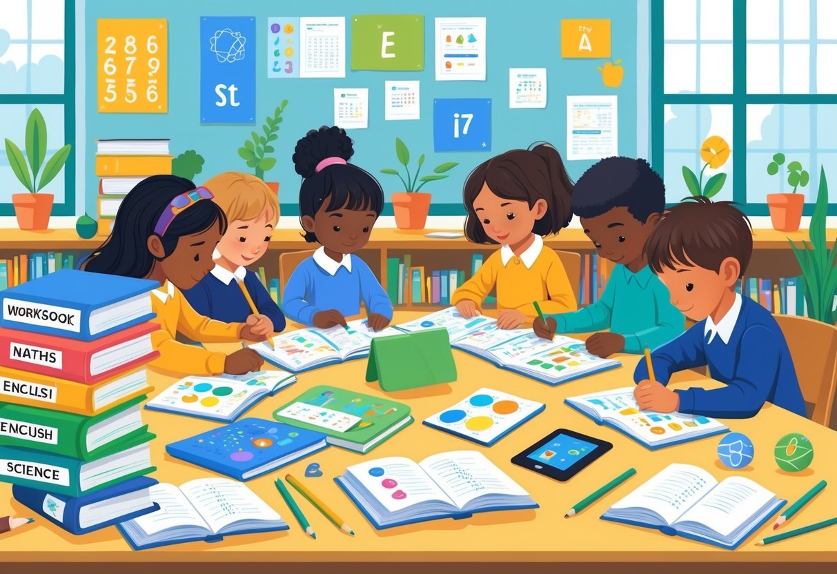 KS2 SATs Preparation Resources: The Complete Guide for Year 6 LearningMole Children studying together at a table with educational materials, guided by a teacher in a bright classroom.