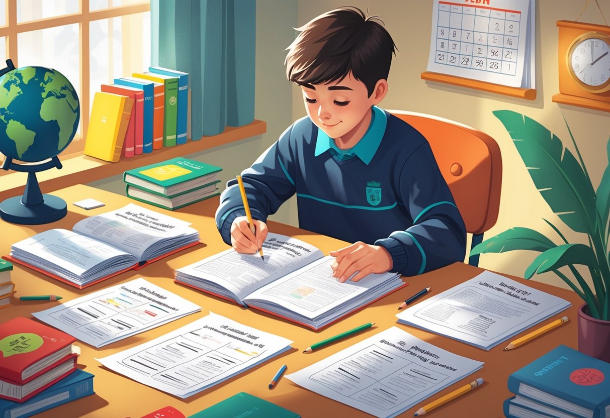 KS2 SATs Preparation Resources: The Complete Guide for Year 6 LearningMole A young student sitting at a desk reviewing past SATs papers with study materials around in a well-lit room.