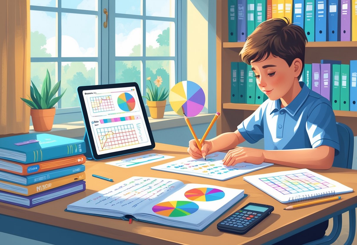 Year 6 SATs Maths Resources and Practice: The Ultimate Guide for 2026 LearningMole A young student working at a desk with maths books, worksheets, and a tablet showing maths problems in a bright study room.