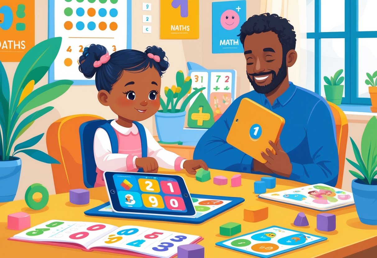 Year 1 Maths Resources and Activities: A Complete Guide Year 1,Maths Resources LearningMole A young child learning maths at home using a tablet with counting blocks and a caring adult nearby.