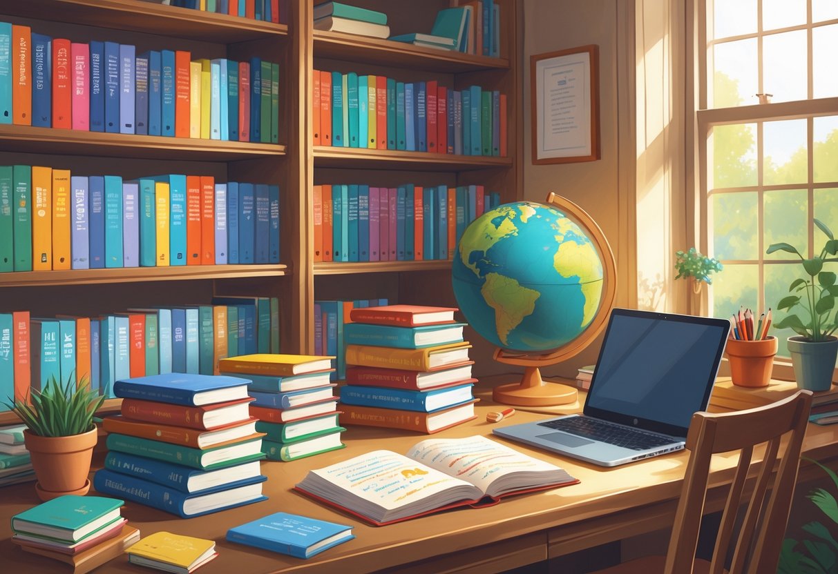 Unschooling Resources UK: The Comprehensive Guide for Families LearningMole A study space with books on unschooling, a desk with educational tools, a globe, and a window letting in natural light.