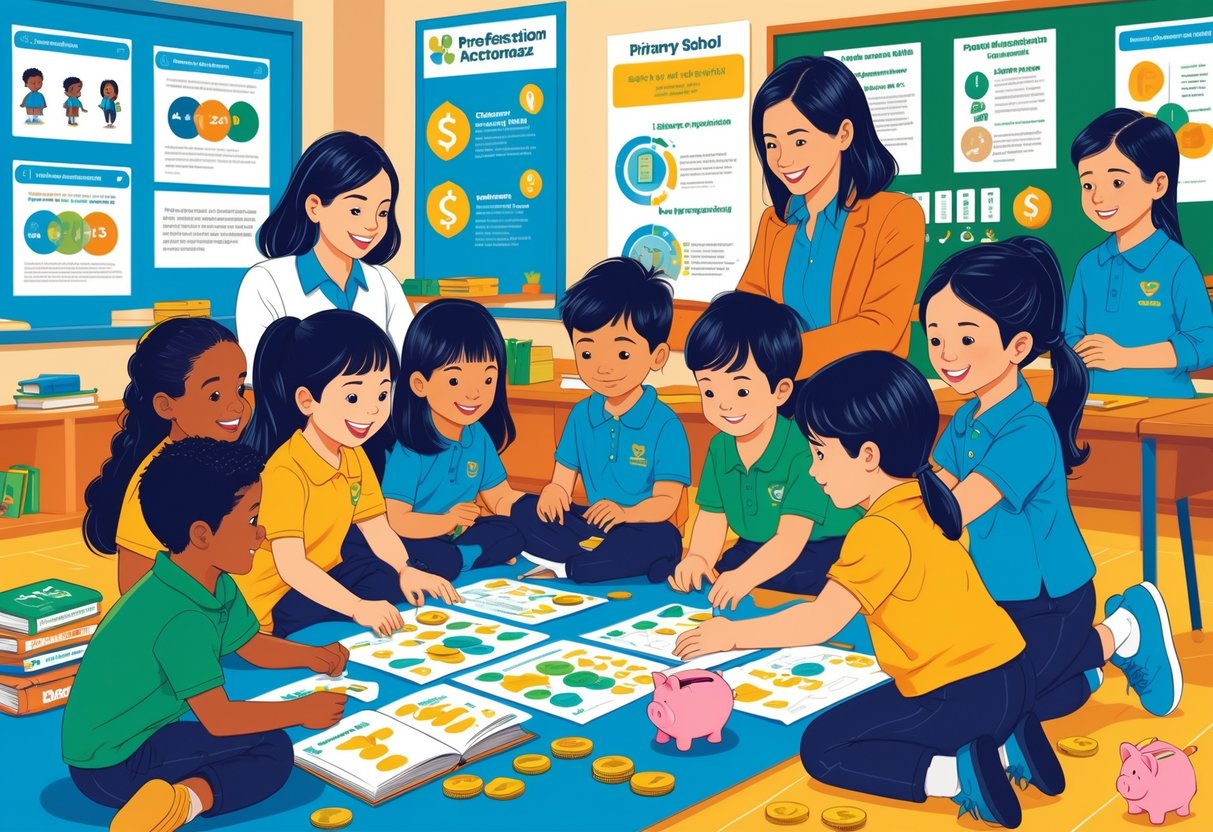 Money Resources Primary School: Essential Tools & Programmes LearningMole Primary school children learning about money with teachers and community partners in a bright classroom.