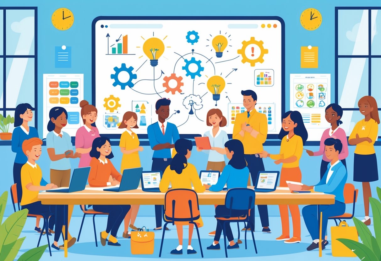 CPD Resources for Primary School Teachers: Comprehensive Guide LearningMole A group of primary school teachers collaborating around a table with educational materials in a bright classroom.