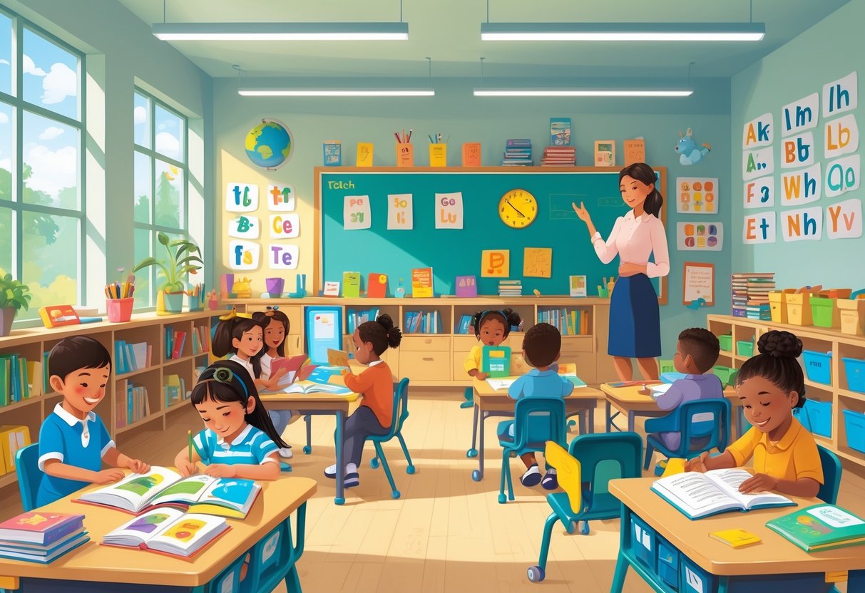 EAL Teaching Resources Primary School: The Ultimate Guide LearningMole A primary school classroom with children and a teacher using various teaching resources and learning materials.