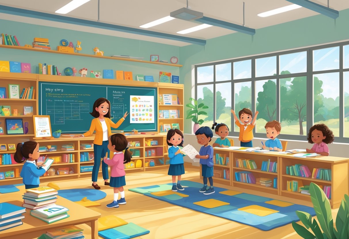 NQT Resources and Support Primary School: A Complete Guide LearningMole A primary school classroom with a teacher supporting young children who are engaged in learning activities.