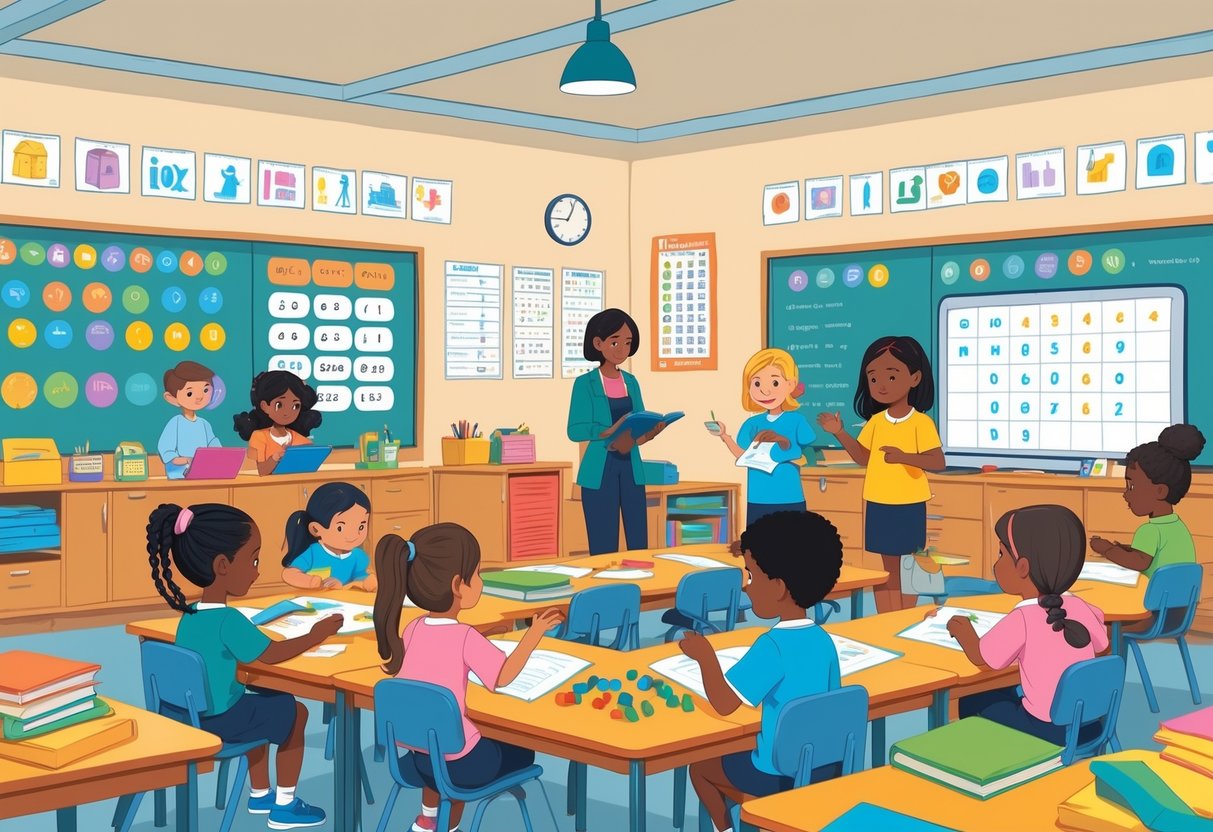 Catch Up Resources Primary School Maths and English: A Complete Guide Catch Up Resources,Primary School,Maths and English LearningMole A classroom with young children learning maths and English, supervised by a teacher, showing a safe and supportive learning environment.